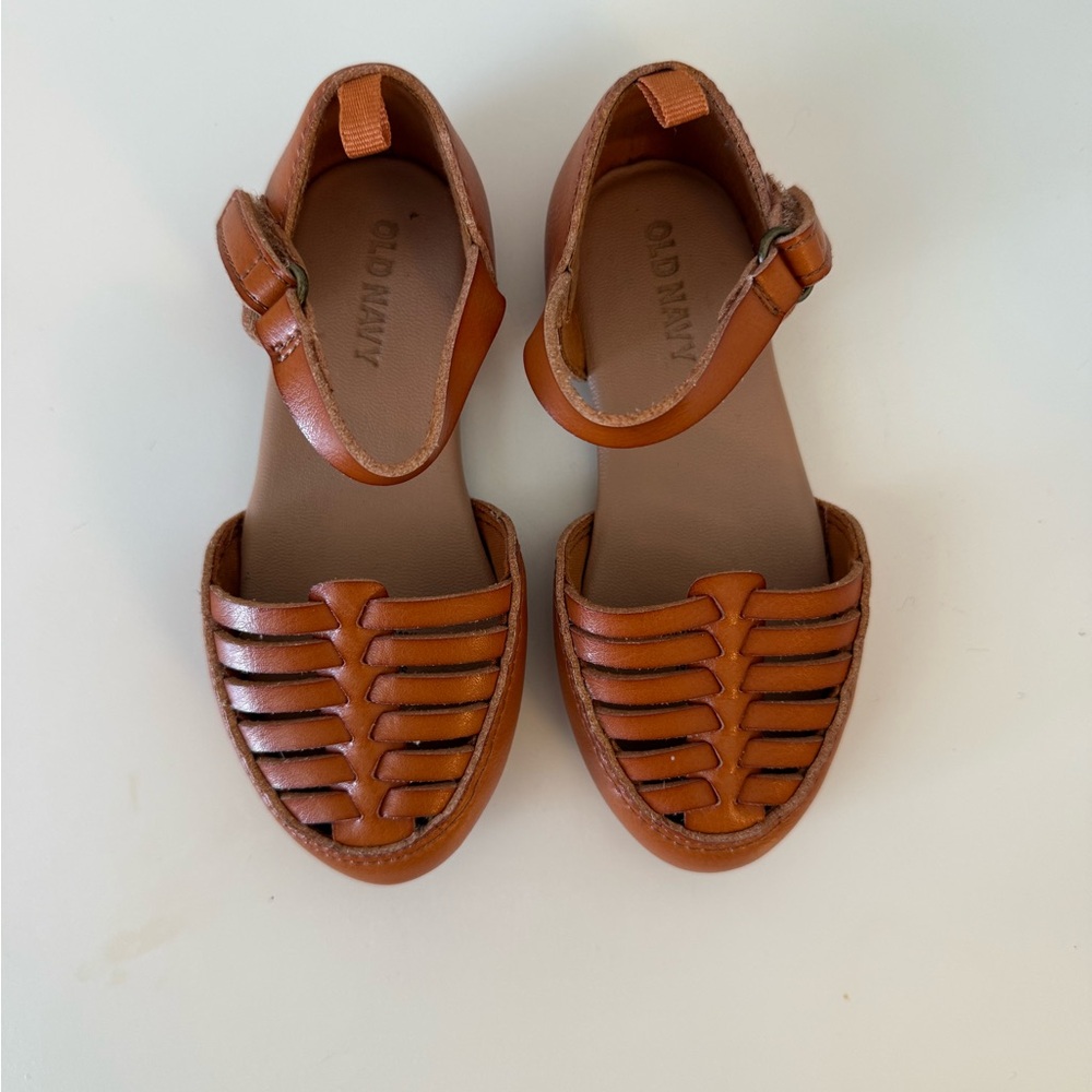 Faux-Leather Ankle Strap Huarache Flat Sandals for Toddler Girls